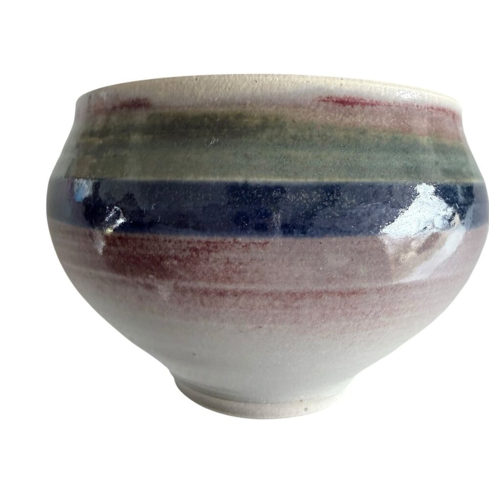 Handmade Studio Art Pottery Bowl Pot Signed 3.5 Inches Tall